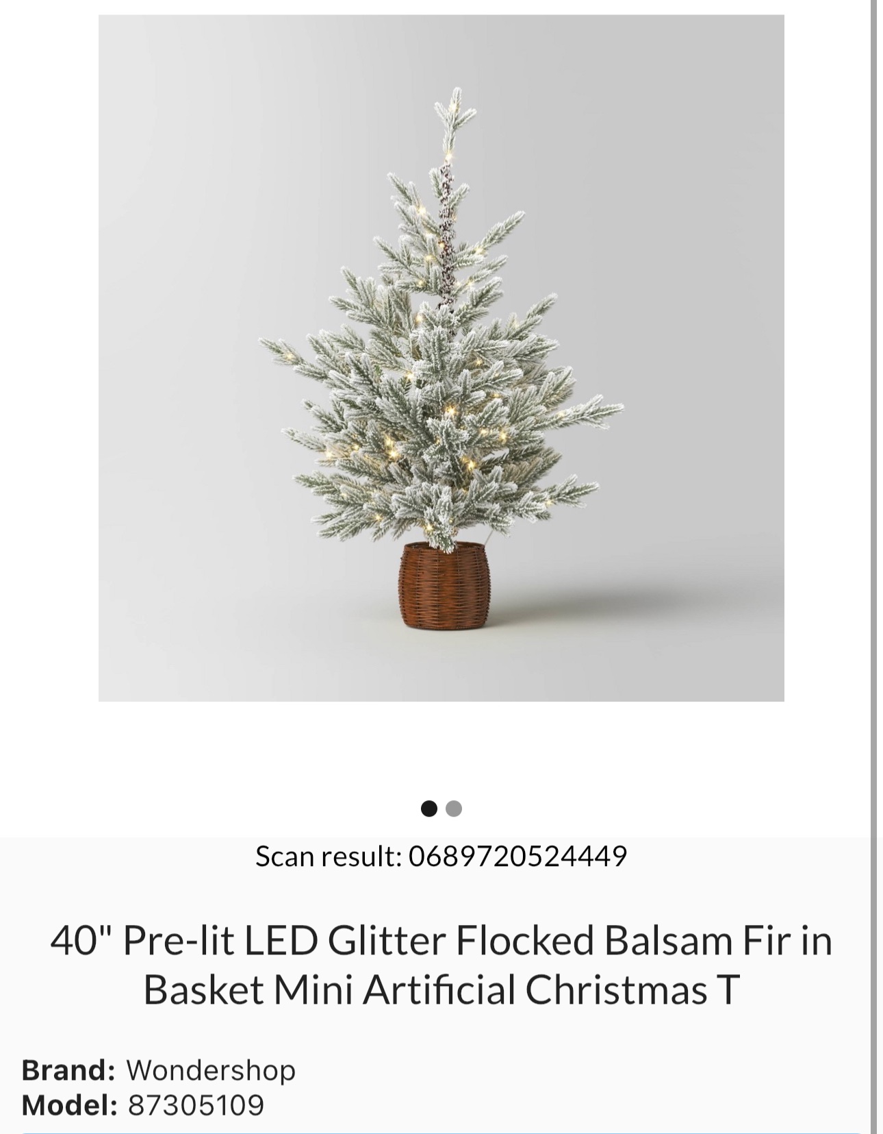 40 inch potted balsam fir LED pre-lit