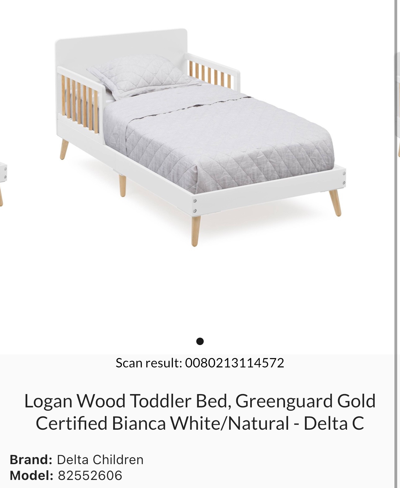 Logan Wood Toddler Bed White/Natural
